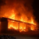 Fire at Kalpana Traders Lamkichuha destroys footwear warehouse, 70 lakh loss